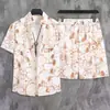 Traje Casual para Hombre de Secado Rápido Traje Hawaiano de Playa para Hombre Camisa Floral de Manga Corta Shorts de Playa Conjunto de Dos Piezas a Juego para Pareja