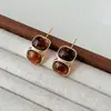 Maillard cor elegante luz de luxo de alta qualidade Amber brincos quadrados outono e inverno das mulheres retro doce brincos de orelha
