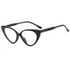 Novos óculos ópticos femininos com armação completa em PC, lentes planas estilo olho de gato europeu e americano, anti-luz azul, simples, comércio exterior transfronteiriço