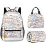 Mochila Escolar para Estudante do Ensino Fundamental Kuromi Estampada por Completo Transfronteiriça Desenho Animado Grande Capacidade Mochila Infantil Lancheira Portátil