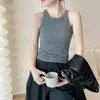 Camiseta Chaleco Base de Tirantes Larga Ajustada Tallas Grandes Primavera Verano Otoño para Mujer Estilo Spice Girl Tejido Top Cuello Redondo Sin Mangas