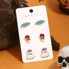 Pendientes de Halloween de gran venta con combinación de dibujos animados, divertidos pendientes con diseño de cabeza de calabaza, fantasma y murciélago.