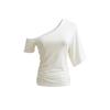 Francês Niche Design Sense Oblique Collar Shoulder Irregular Top Feminino Pure Desire Hot Girl Sexy Slim-fit Slim Top