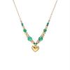 Exquisito collar de oro de 18 quilates de alta calidad, acero inoxidable, resistente al agua, sin decoloración, con cuentas de piedra de ágata, joyería con forma de amor para mujer