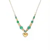 Traje de joyería de acero inoxidable de alta gama color oro al vacío que conserva el color impermeable colgante de collar en forma de corazón Pulsera de ágata y perlas