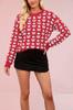 Otoño e Invierno Nuevo Exportación Europea y Americana Amazon Transfronterizo Suéter de Corazón Día de San Valentín Cuello Redondo Jersey Talla Grande Suéter de Corazón de Melocotón