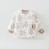 Chaqueta de Algodón para Niños Otoño 60g Algodón Delgado Unisex Bebé Exterior Dibujos Animados Sin Costuras Dos Botones Individual Superior Ropa de Abrigo Cálida