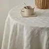 Porta-copos branco para mesa de centro, toalha de mesa quadrada pequena, capa para mesa de cabeceira, toalha de mesa e de jantar redonda de algodão e linho, estilo de luxo leve, atacado transfronteiriço