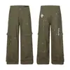 99871 Estilo Retro Americano Unissex Tendência High-End Bordado Manual com Manchas de Tinta Modelagem Ampla Calça Cargo Casual Masculina