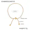 Conjunto de Joias Tendência Não Desbota com Contas Redondas e Fivela de Puxar, Pulseira de Tornozeleira com Franjas em Aço Titânio Banhado a Ouro 18K para Mulheres