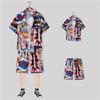 Camisa Hawaiana Casual Shorts Verano Trendy Suelta Manga Corta Japonesa Talla Grande Traje de Playa para Pareja Junto al Mar para Hombre