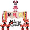Bandera de Cumpleaños de Mickey Mouse de Dibujos Animados, Tarjeta para Pastel, Sombrero de Cumpleaños, Suministros de Decoración para el Lugar de la Fiesta de Cumpleaños Infantil