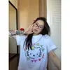 Camiseta Casual Simple de Algodón Puro con Estampado Unisex de Manga Corta para Reducir la Edad Camisetas Divertidas de Cuello Redondo para Mujer