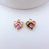 Colgante de Cobre Chapado en Oro con Microincrustaciones de Circonita de Colores en Forma de Corazón Charms para Pendientes Collares Joyería Materiales Hechos a Mano