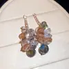 ¡Cuentas de Vidrio! Aretes de Borla de Circonita Incrustados con Diamantes, Aretes de Moda Estilo Retro Francés, Aretes de Diseño Nicho para Mujer
