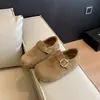 Aumentadores de altura retro nuevos sin cordones suela gruesa punta redonda versátiles para persona perezosa ante zuecos Birkenstock completamente cerrados mujer otoño invierno