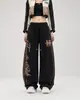 Pantalones casuales a rayas con estampado de leopardo estilo callejero americano para hombre y mujer, pantalones largos holgados para danza jazz y deportes, pantalones de chándal de pierna ancha para baile