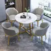 Oficina de Ventas de Juego de Mesa y Sillas de Comedor de Lujo Ligero Italiano Recepción de Ocio Hogar Mesa Redonda Pequeña Simple Moderna Mesa de Café Pequeña