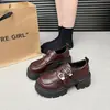 Zapatos de Salón Individuales Retro para Mujer Suela Gruesa Nuevos Mocasines Otoño 2026 Nuevos Pequeño Aumento de Altura Estilo Británico Zapatos Pequeños de Cuero para Mujer