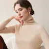 Versátil nuevo suéter de cachemira para otoño e invierno para mujer, con cuello alto, corte holgado y color liso, perfecto como capa base o jersey.