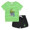 Conjunto de Camiseta e Shorts de Gola Redonda de Verão 2026 para Crianças Estilo Coreano Casual Absorvente de Suor Cor Doce Conjunto de Moletom para Crianças Pequenas