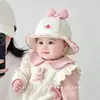 Sombrero de Bebé Estilo Primavera y Otoño para Niñas con Lunares Lazos Volantes Sombrero de Cubo Protección Solar Sombrero para el Sol