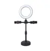 Suporte para Transmissão ao Vivo de Celular com Base de Disco para Desktop, Luz de Preenchimento de Dupla Posição, Lâmpada de Beleza Selfie para Âncora, Suporte Retrátil para Desktop