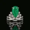 Anillo Joyería Moderno Gota de Agua Forma de Pera Corona Anillo Abierto Piedra Preciosa Colorida Lujo Ligero Al por Mayor Moda Estilo Femenino