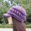 Chapéu de Lã Tricotado com Forro de Fleece Quente Versátil Estilo Inverno para Mulheres Idosas, Mães de Meia-Idade e Idosas, Chapéu de Lã Tricotado com Aba Larga à Prova de Frio para Mulheres