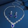 Collar y pendientes geométricos con diamantes de circonita y explosiones transfronterizas, traje ligero de lujo con cadena de clavícula, joyería de temperamento de alto sentido al por mayor