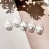 Tiras Longas de Renda Embossadas Yitu Adesivos de Manicure Brancos Simples Doces Puro Desejo Adesivos Decorativos Yt4119