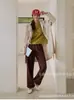 Nuevos pantalones casuales de pierna ancha de cintura alta para mujer, estilo otoño, holgados y adelgazantes, cintura elástica, se pueden ajustar en los tobillos, pierna recta, pantalones de largo hasta el suelo