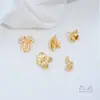 Chapado en cobre oro de 14K superficie lisa flor pequeña capullo rosa trébol de cuatro hojas trébol de tres hojas hojas dobles colgante accesorios hechos a mano para DIY