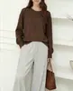 Camiseta Casual de Manga Larga para Mujer de Rakuten Japón Algodón Puro Nuevo Estilo Primavera y Otoño Holgada Versátil Diseño de Manga de Farol