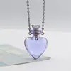 Collar con Colgante de Botella de Aceite Esencial de Vidrio Transparente en Forma de Corazón, Colgante de Botella de Fragancia, Collar Sencillo de Acero de Titanio, Regalo para Amigos y Parejas