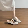 Versión en Stock~Mules de Verano para Mujer sin Cierre con Tacón Oculto, Punta Cuadrada Estilo Chanel, Diseño Tejido Hueco y Sandalias de Punta Cerrada