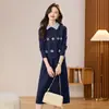 Vestido Chaleco de Punto de Solapa de Moda para Mujer, Nuevo Otoño e Invierno Moderno Juvenil Conjunto de Dos Piezas de Suéter