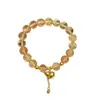 Nuevo brazalete de calabaza con borla estilo chino y cristal amarillo para mujer, nuevo diseño de nicho, exquisito y versátil, brazalete de imitación de cristal amarillo de regalo