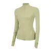 Jaqueta LU com gola alta e zíper dourado, casaco esportivo de manga longa, top de alta elasticidade slim-fit para corrida, fitness e yoga para mulheres