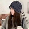Gorro de punto jacquard Fair Isle con borde enrollado para mujer, estilo coreano otoño e invierno, gorro holgado, versátil, adelgazante, gorro de lana suelto