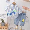 Traje de niño Verano 2023 Nuevos pantalones cortos de manga corta para niños Ropa casual de dos piezas Ropa deportiva de verano para niños