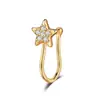 Nuevos Adornos Faciales de Moda Europea y Americana de Amazon: Piercing en Forma de U, Estrella de Cinco Puntas Exquisita Incrustada de Diamantes, Adornos Nasales Sin Perforación, Anillo Nasal Falso, Pinza Nasal