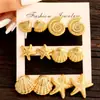 Joyería de Oreja de Venta Caliente Transfronteriza Europea y Americana Metal Geométrico Flor de Amor Set de Pendientes para Mujer Accesorios de Pendientes de Gama Alta