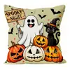 Nueva Funda de Cojín de Halloween de Amazon Castillo Fantasma Calabaza Dibujos Animados Ambiente Festivo Cojín Decorativo Funda