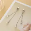Aretes Largos de Borla de Plata Esterlina S925 Aretes de Moda Coreana Aretes de Celebridad de Internet 2021 Nueva Tendencia Incrustación de Zircón