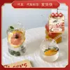 Taza Rayada de Gran Capacidad Taza con Popote de Vidrio Resistente al Calor Taza de Café para el Hogar Taza de Té de Frutas Taza para Bebidas Frías Fruta Taza Moderna