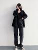 2025 Primavera Nuevo Cintura Alta Aspecto Delgado Alto Gris Negro Jeans Pierna Recta de Mujer Pantalones Sueltos de Moda