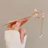 Pasador de Sándalo Negro para Mujer, Accesorio para el Cabello Fresco y Elegante, Pasador de Flor de Magnolia, Adorno para el Cabello Estilo Antiguo Qipao, Pasador Diario para Peinados Recogidos