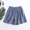 Una generación de nuevos shorts de verano para mujer de algodón de porcelana de hielo con costuras de color contrastante, sueltos, cómodos, cintura elástica, ropa de casa