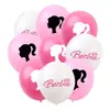 Decoração Original Festa Temática Barbie Feliz Aniversário Bandeira Rosa Balão Enfeite de Bolo Conjunto Pendente